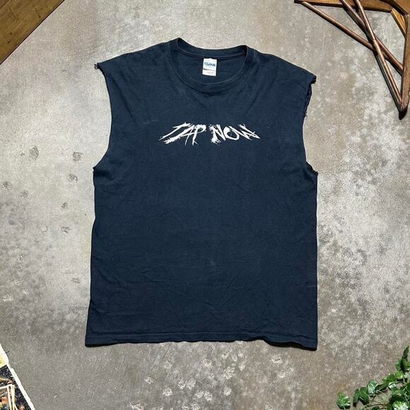 Vintage Y2K Tap Now Or Tap Later Puss Out Cut Off Tee Shirt Tank Top Wrestling - Picture 1 of 4